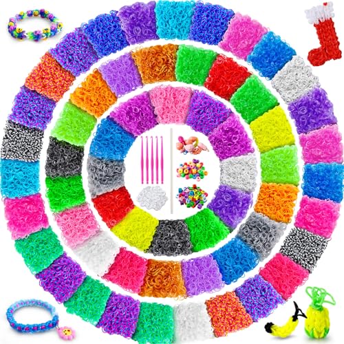 ROSHUKG 60 Colours Rubber Band Refill Kit, 12300 Rubber Bands Kit for Kids Weaving DIY Crafting Gift...