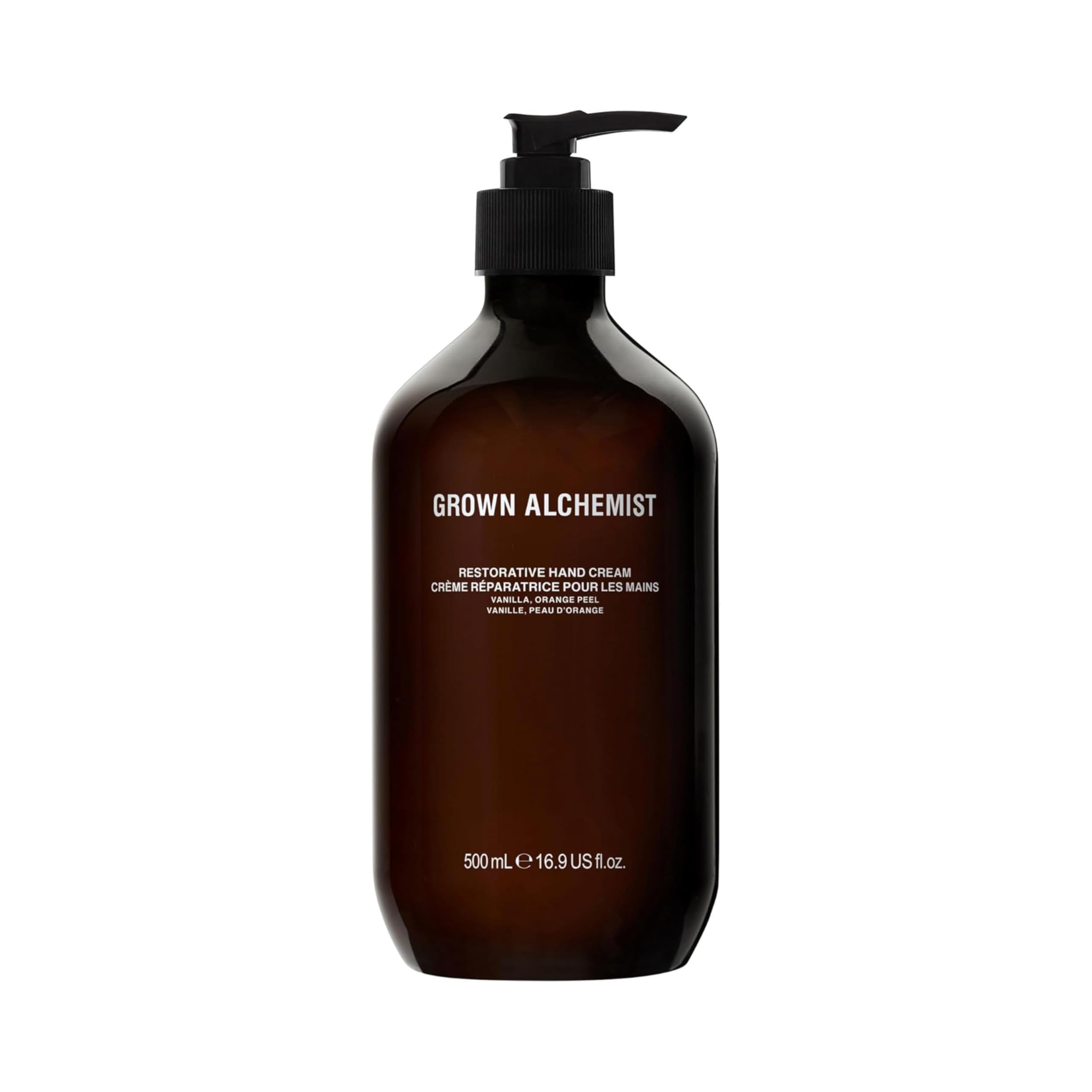 Grown Alchemist Restorative Luxury Pump Handcreme 500ml | Vanilla & Orange Peel, Für sehr trockene Hände, Beruhigende Feuchtigkeitscreme