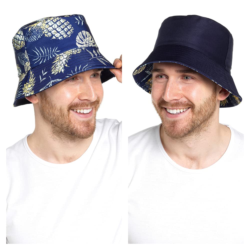 Undercover Men's Blue Pineapple Reversible Bucket Hat Gl691 M/L