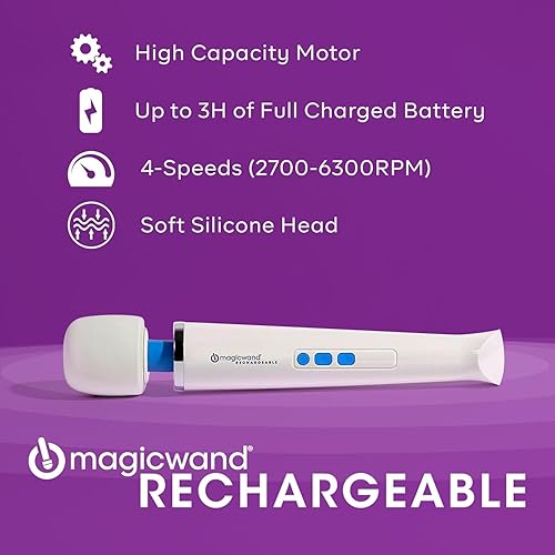 Miniatura 3 de Masajeador Magic Wand Recargable Autentico - Masajeador Personal Inalámbrico Multivelocidad Ultrapotente con Accesorio de Masaje IntiMD de Punto