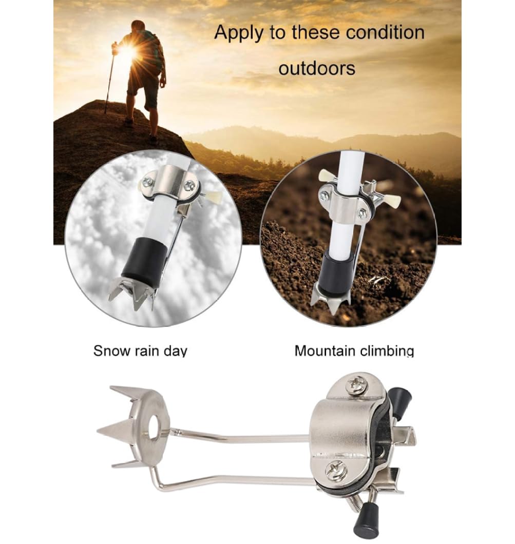 Punta de bastón de hielo portátil antideslizante muletas accesorio de senderismo accesorios para escalada de invierno blanco