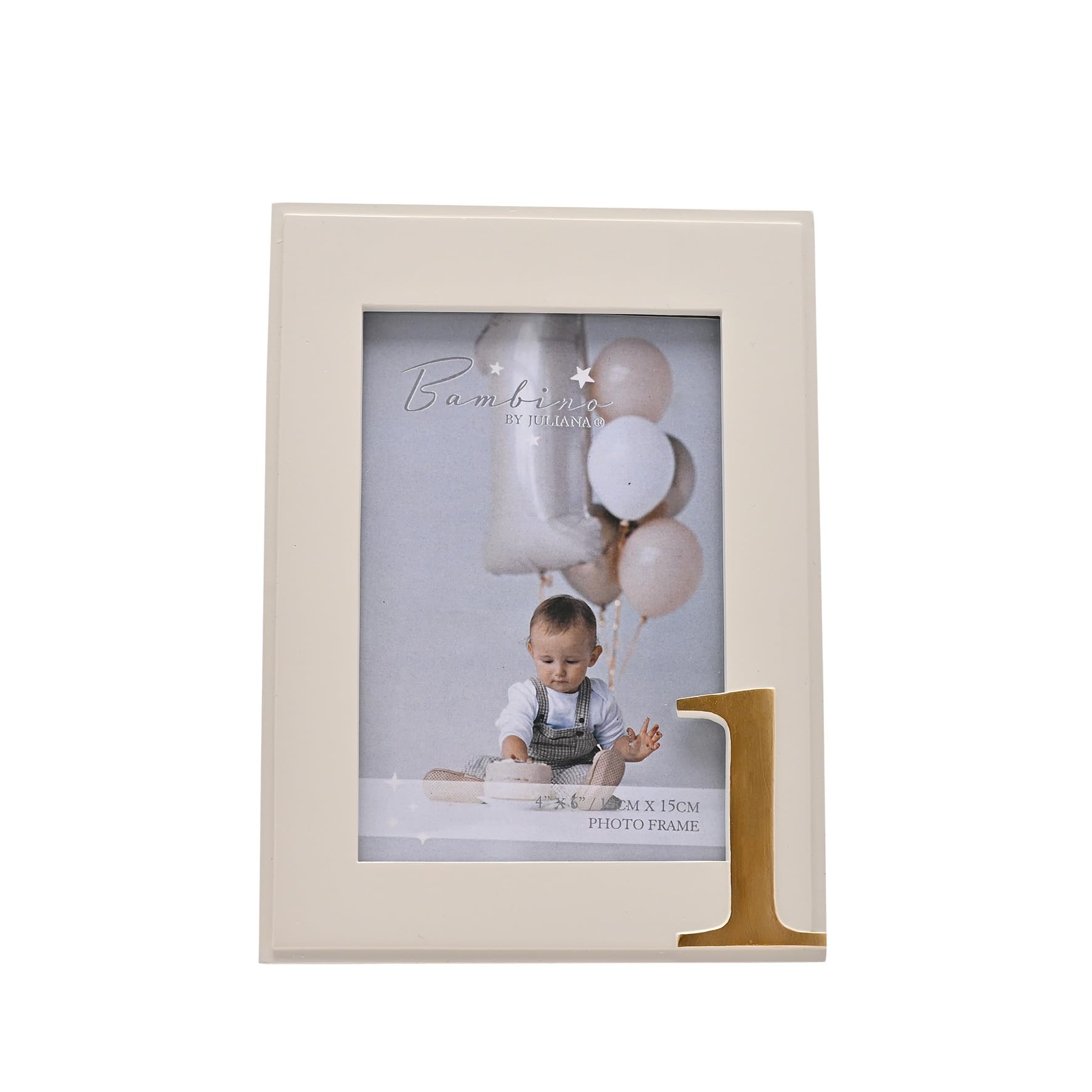 Cadre photo 1er anniversaire de bébé doré autonome pour photo 10x15