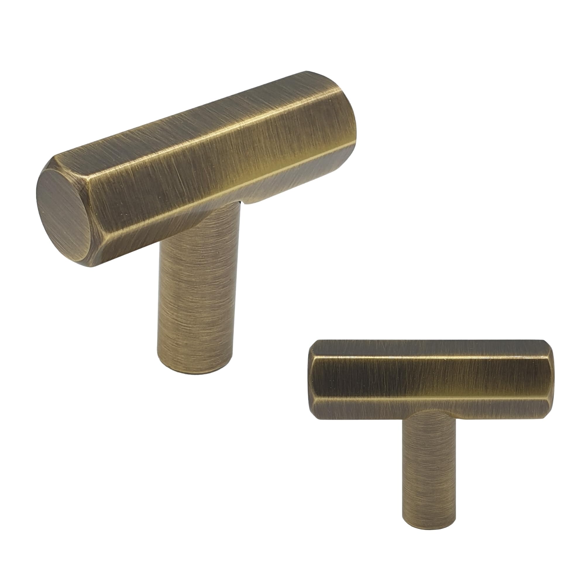 Boutons hexagonaux en métal 40mm keypak en laiton antique pour meuble et cuisine, lot de 10