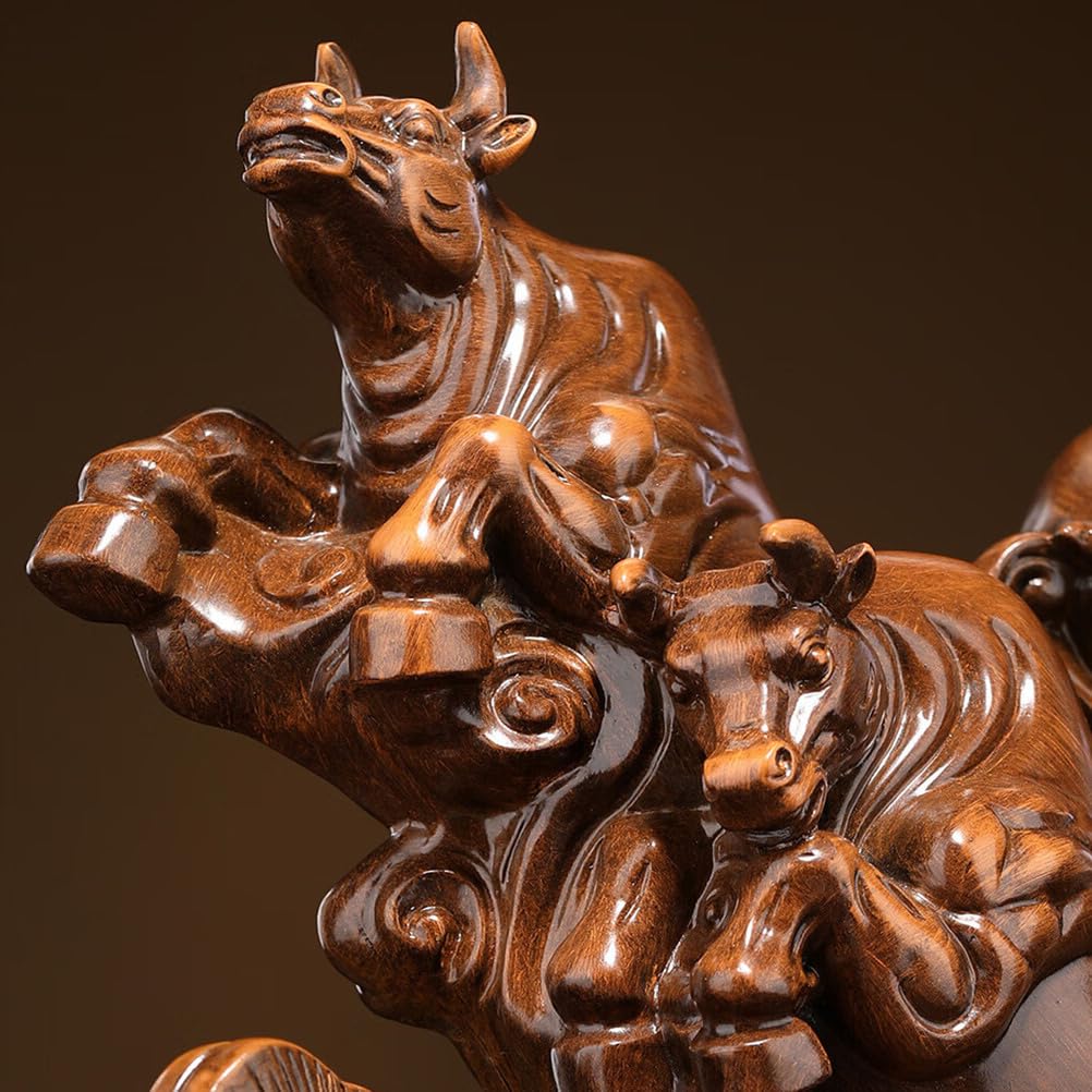 Statua byka rzeźba byka żywica Feng Shui figurka wołu na chińskie pamiątki prezenty dekoracje do domowego biura kreatywny byk byk statua z żywicy rzeźba byka,M