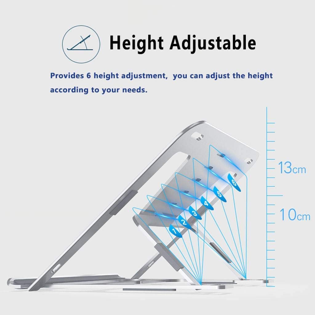 Supporto per Laptop Regolabile, Supporto per Laptop Portatile Multifunzione con Raffreddamento ventilato Adatto per Notebook Laptop da 11-17,3 Pollici con Tablet-Argento