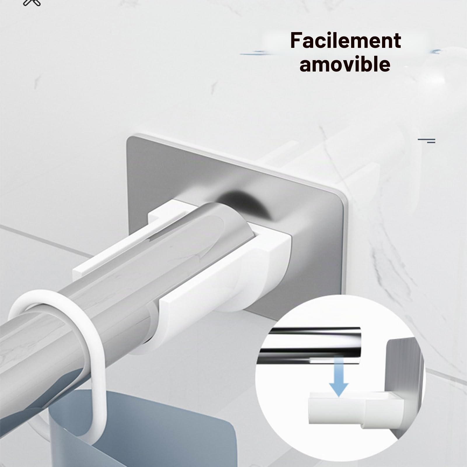 Tringle à Rideau De Douche en Forme De T, Droite Barre De Douche d'angle Extensible Acier Inoxydable sans Percage, pour Salle De Bain, Douche, Baignoire, Vestiaire(Size:A 110-170+70-110cm)
