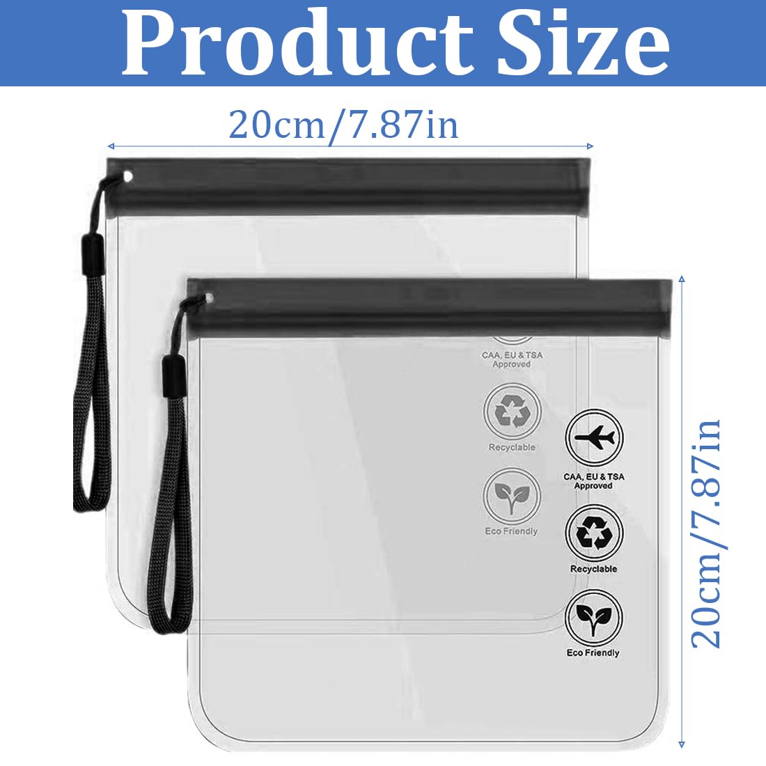 4 Borse Trasparenti Da Viaggio Per Liquidi | Approvate TSA 20x20 Cm | Per Aereo, Cosmetici - Foto 4