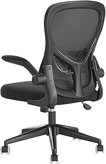 WHOJA Silla de Oficina Silla de Escritorio ergonómica Simplicidad Moderna Silla de Malla de computadora con Soporte Lumbar y reposabrazos abatible 115 kg de Carga Unisexo Relajante (Color : Black)