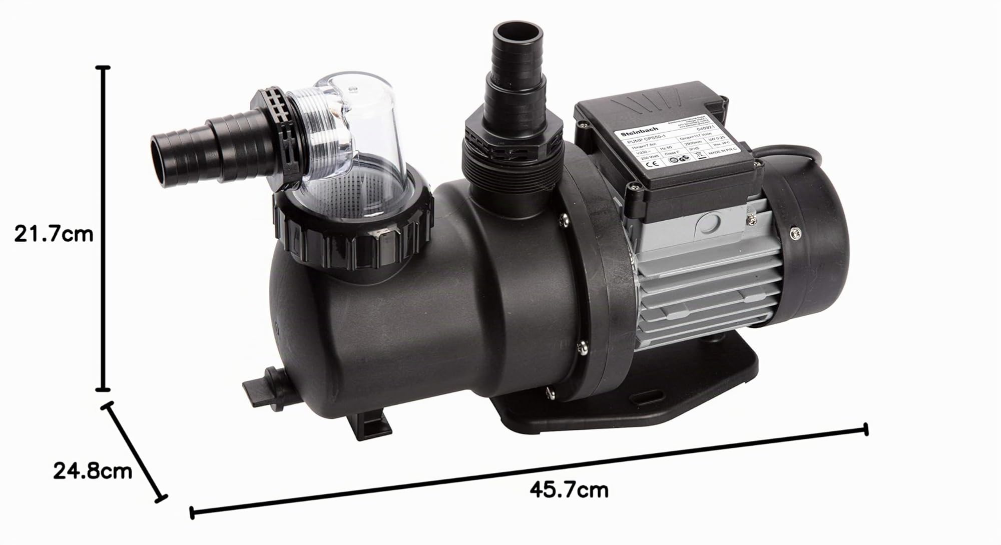 Steinbach SPS 50-1 - Pompa a filtro, 117 l/min, 250 W, 230 V, nero