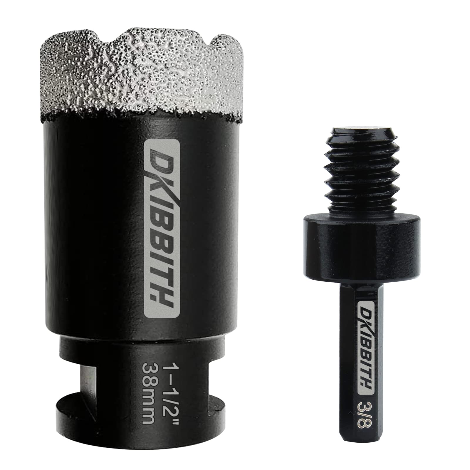 dry diamond core drill bits 1-1/2 inch tile hole saws for porcelain ceramic tile granite marble stone brick vacuum brazed hole saw 38mm with 5/8-11 thread plus 3/8 inch hex shank adapter