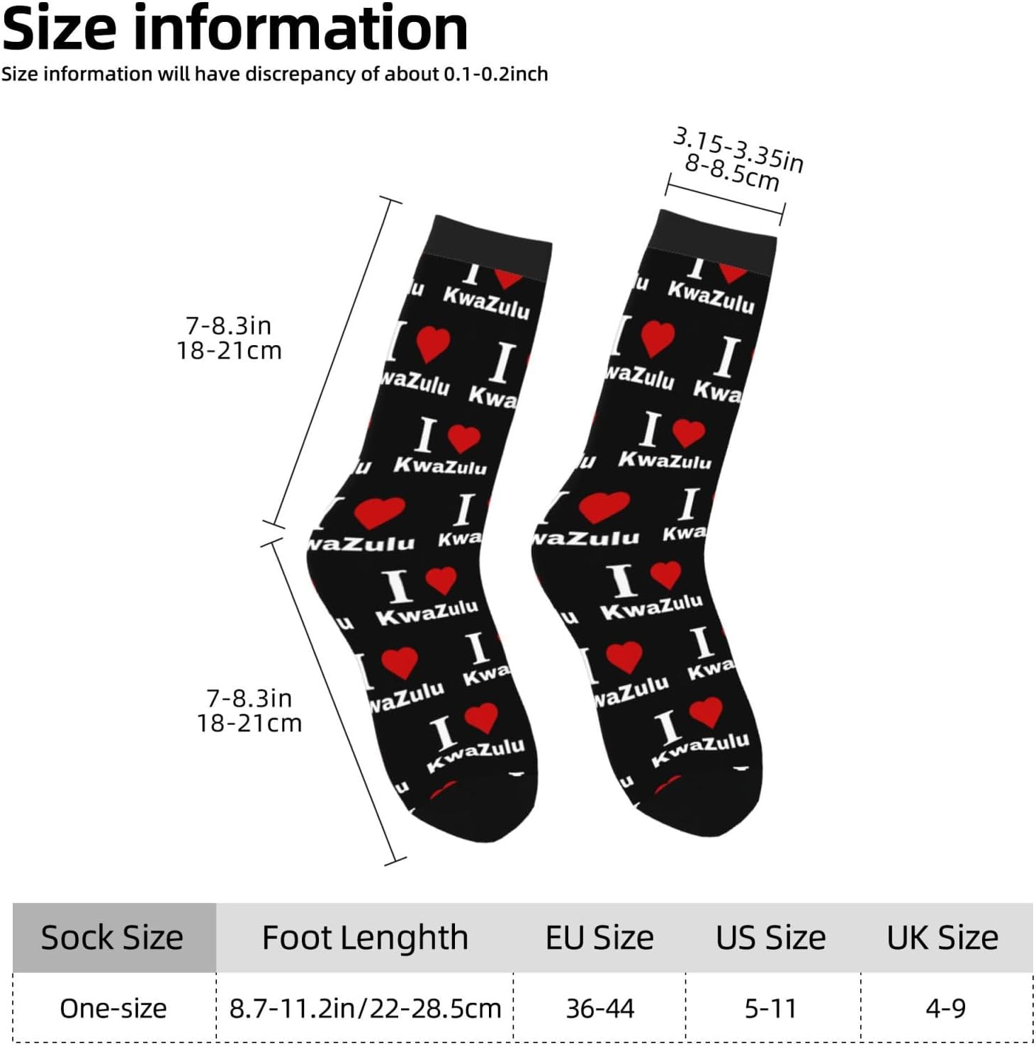 I love KwaZulu Socks For Men Women Sport Crew Athletic Running Wicking Socks