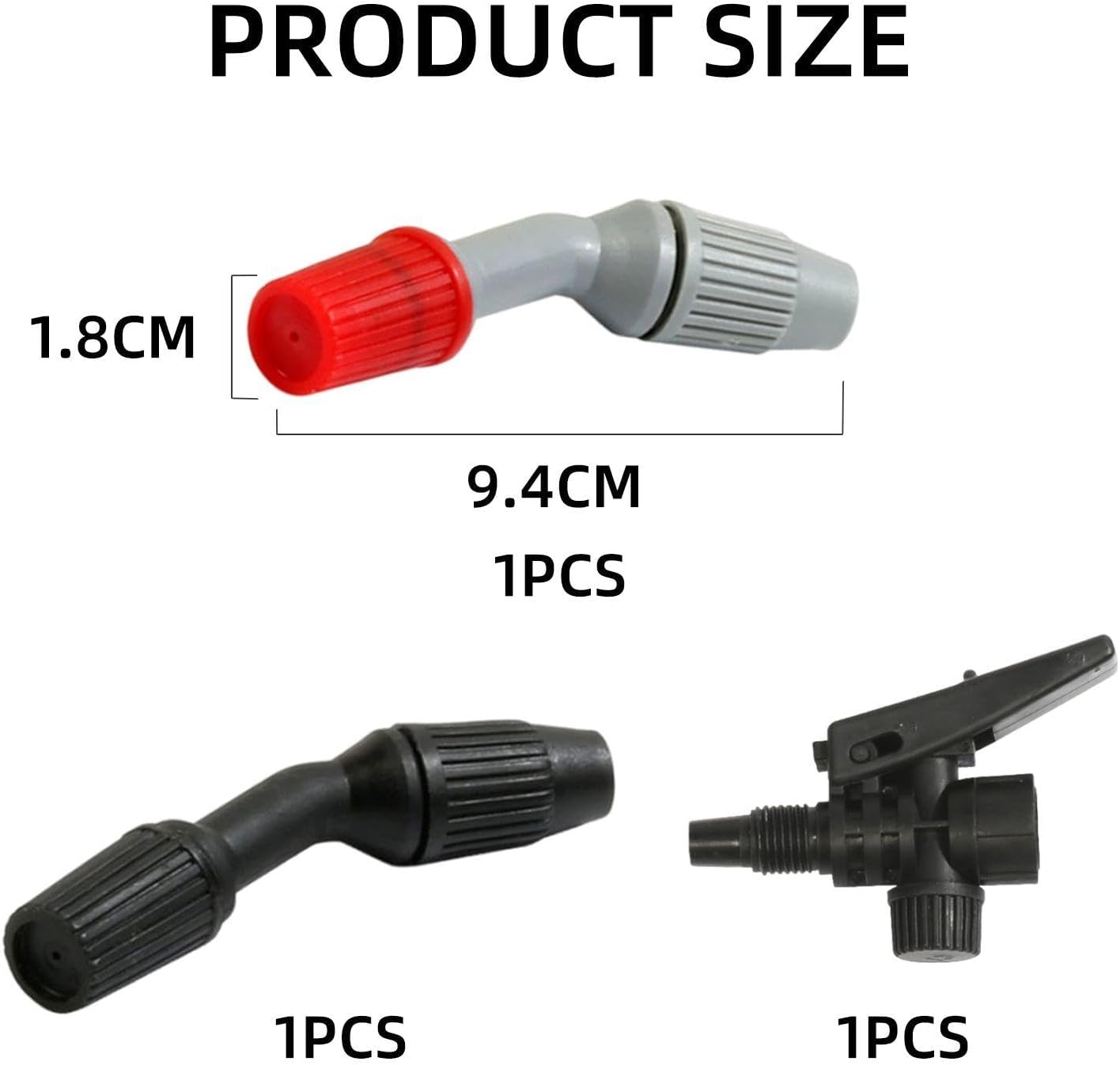 Tête d'arrosage standard 8 mm, noir et rouge, adaptée à divers pulvérisateurs de jardin