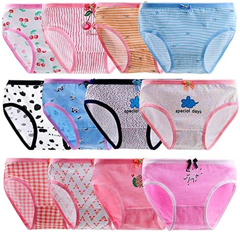 Anktry Baby 12 Pack Panties Soft Comfort Knickers Cotton Underwear Little Girls Assorted Briefs 2-12 Yrs (Multicoloured-1, 6-8 Years)