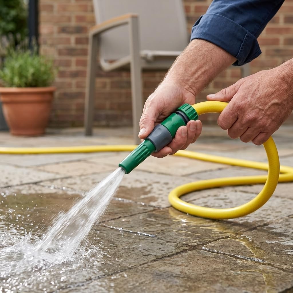 MAKA Kit Tubo Acqua Giardino 5/8 Pollice 50 Metri 3 Strati 12.5mm con Accessori Innesto Rapido Pressione 20 Bar Flessibile Retinato Resiste Caldo Gelo UV Riciclabile (5/8" 50 metri)