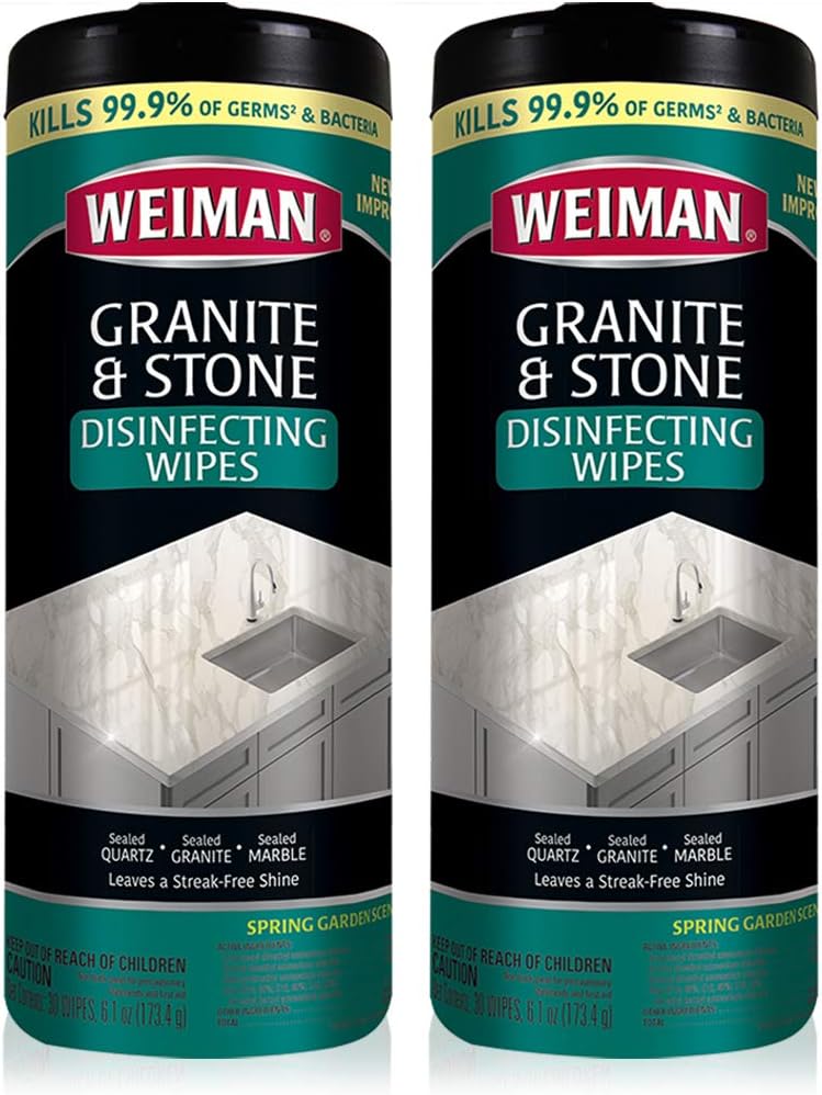 Weiman Granite Cleaner and Polish 2 Pack 30 Wipes For Granite