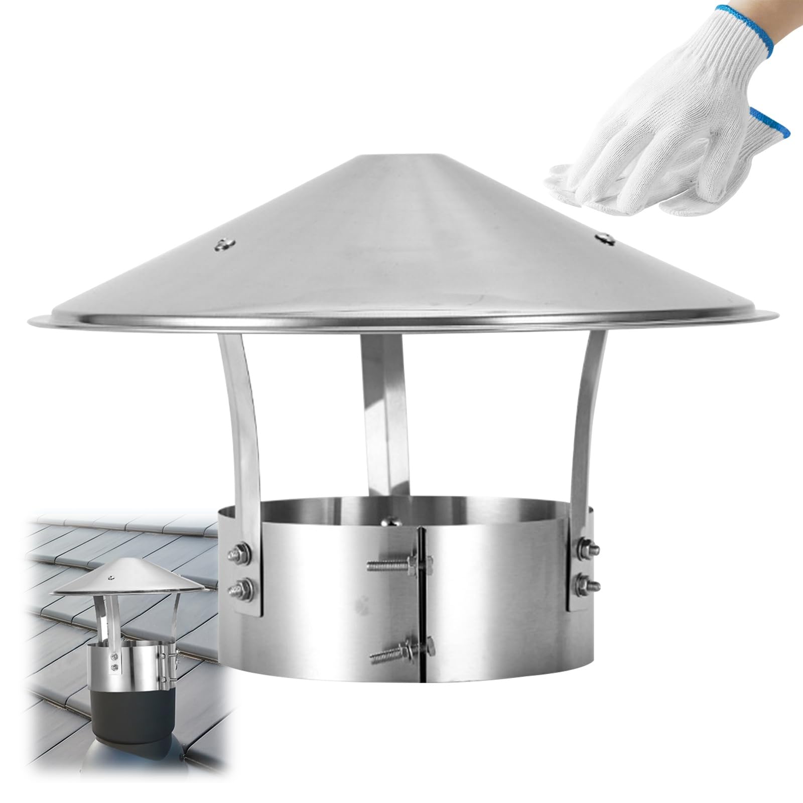 Cappello Cinese Canna Fumaria Acciaio Inox Antipioggia Copri Camino Inox | Comignolo Canne Fumarie da Tetto Ventilazione Cappuccio per Stufe Caldaie e Camini per Lo Scarico dei Fumi(315mm/12.5")