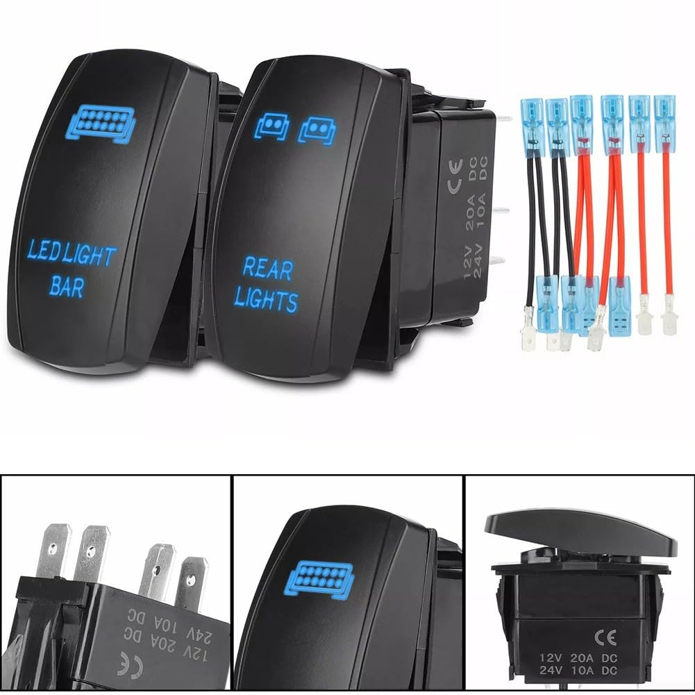 Interruttore a bilanciere con luce posteriore LED 20 Amp 12 VDC IP65 impermeabile per auto ATV UTV Polaris RZR Wrangler