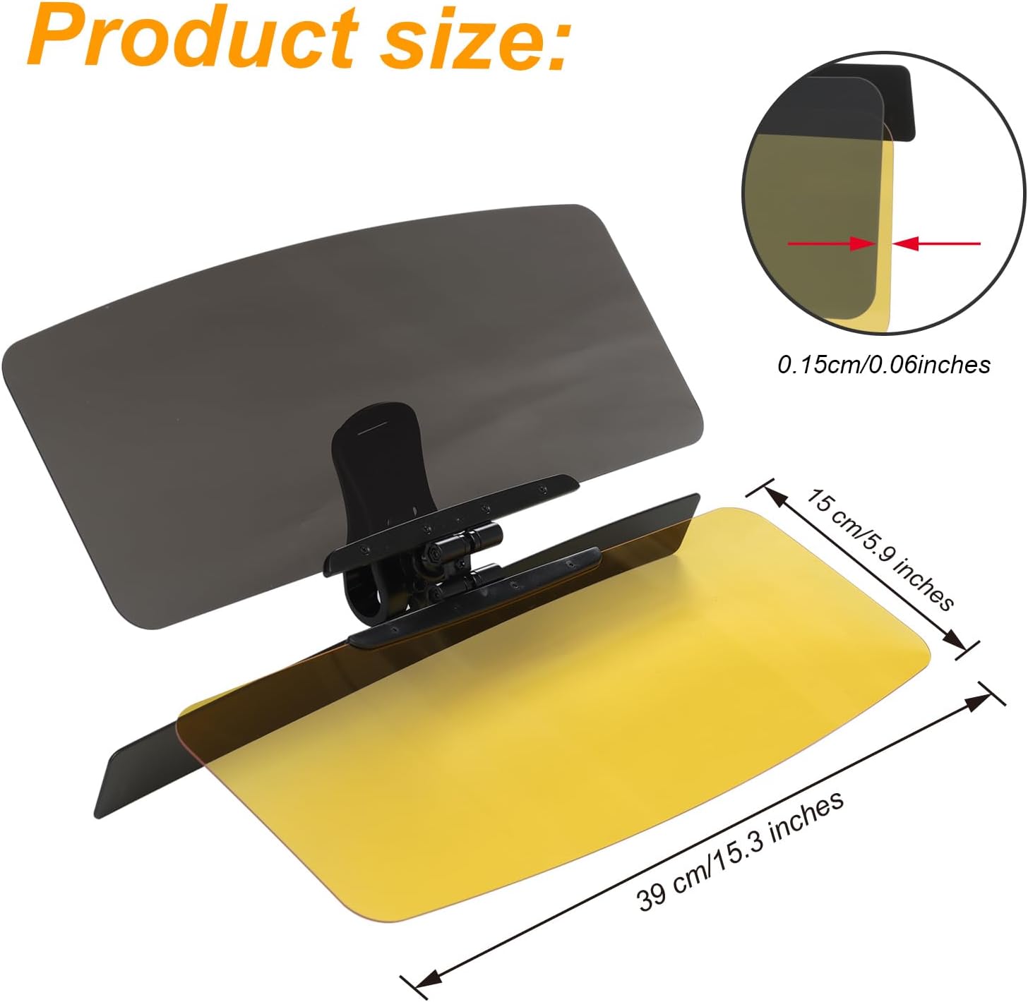 Sun Visor Extender for Car, Polarized Sunvisor Extender Attachment, Clip on Sun Visors Extension Sun Blocker for SUV, Anti-Glare for Safe Driving (L, Day and Night)