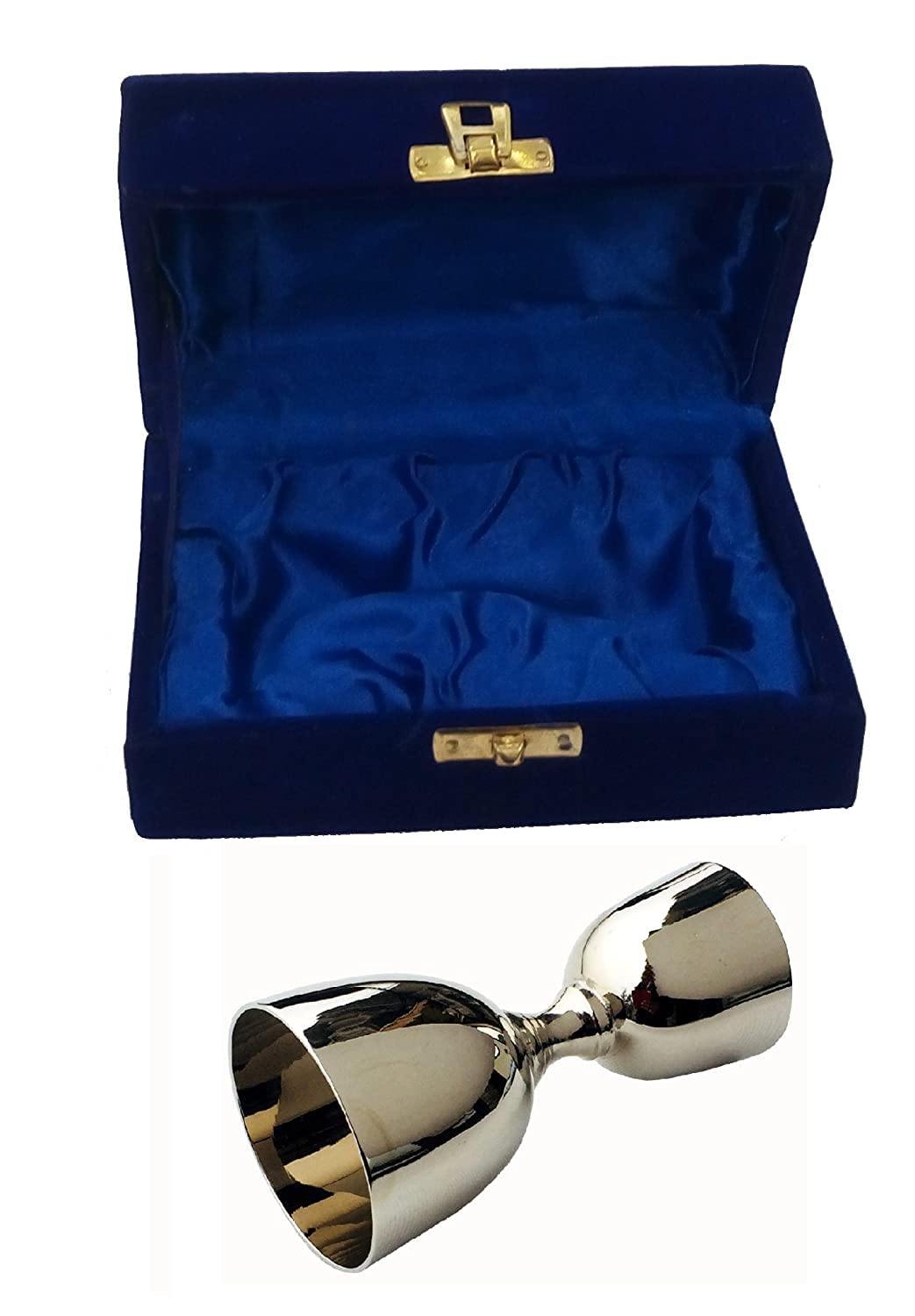 Silver Coating Peg Measure, Jigger, Peg Measurer, Bar Set Made of Brass - 30 ml / 60 ml Peg Measure - with Decorative Box