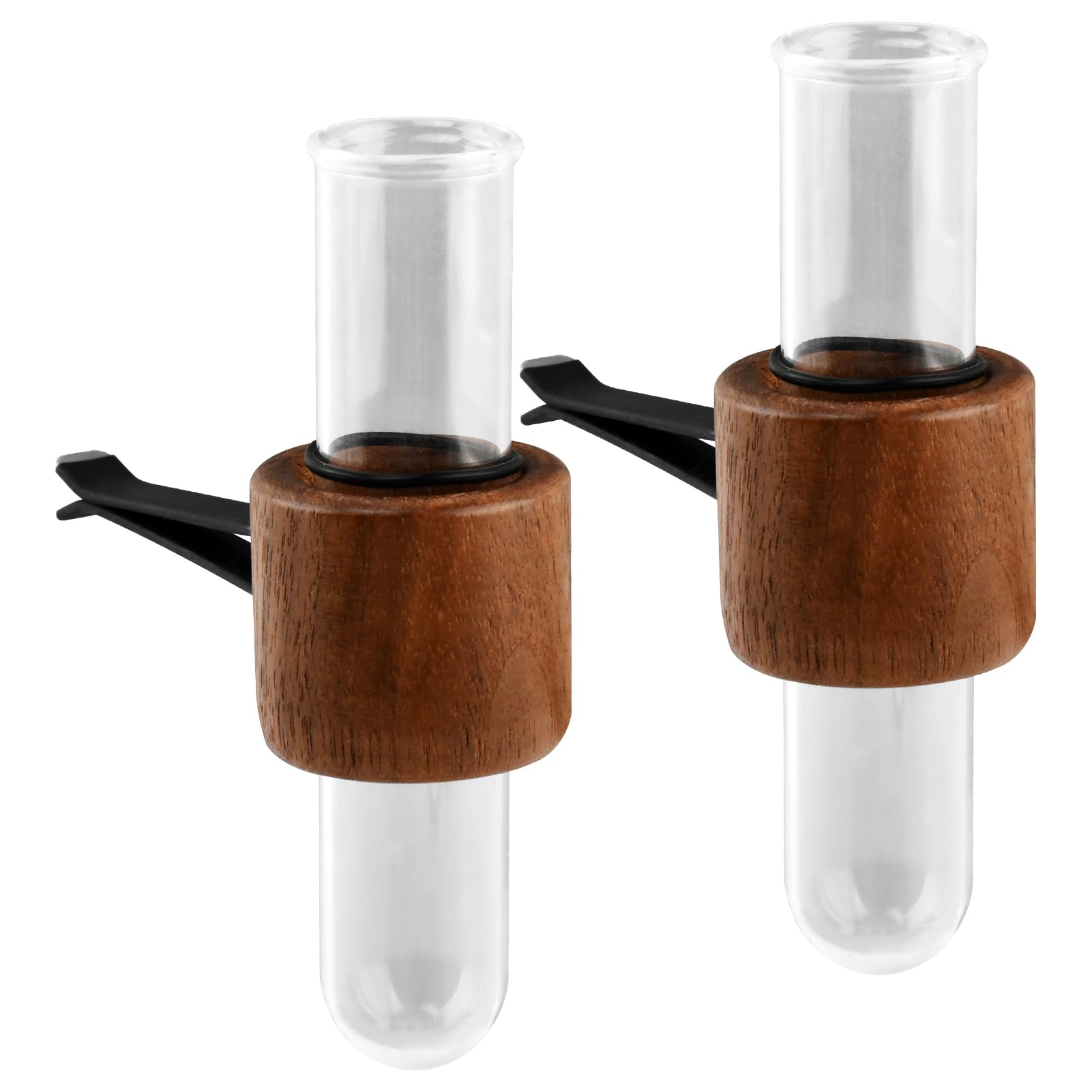 Photo 1 of ?2 Pcs Black Walnut Round Car Propagation Vase Vent Clip – Glass Test Tube Plant Holder for Auto Interior Aesthetic Decor, for Women, Plant Lovers?