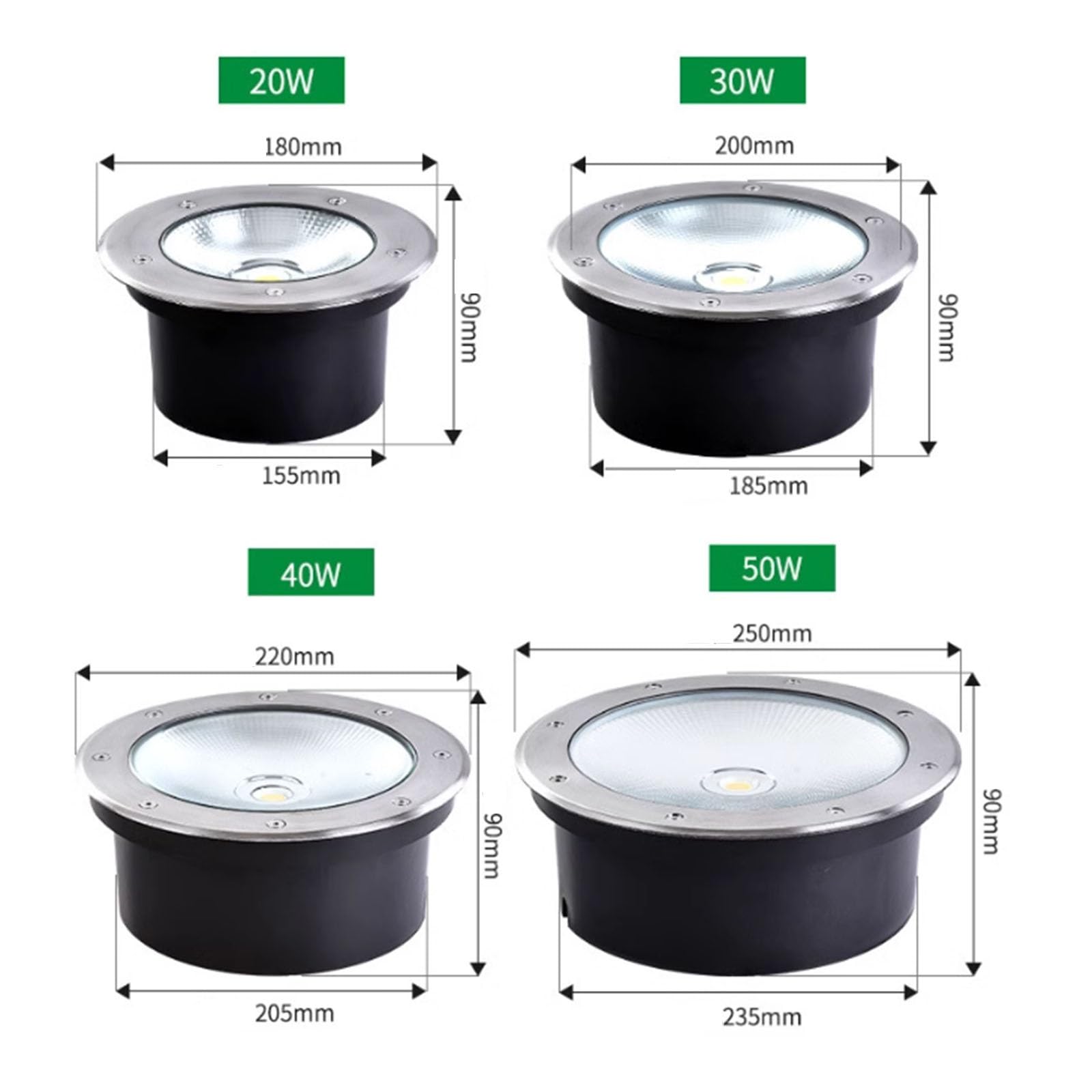 Foco Empotrable For Exteriores Luz LED Enterrada IP65 Impermeable AC12V/24V/220V Foco LED Empotrable En El Suelo For Jardín Villas Cuadradas Terraza Caminos De Césped Iluminación De Paisaje(220V-White