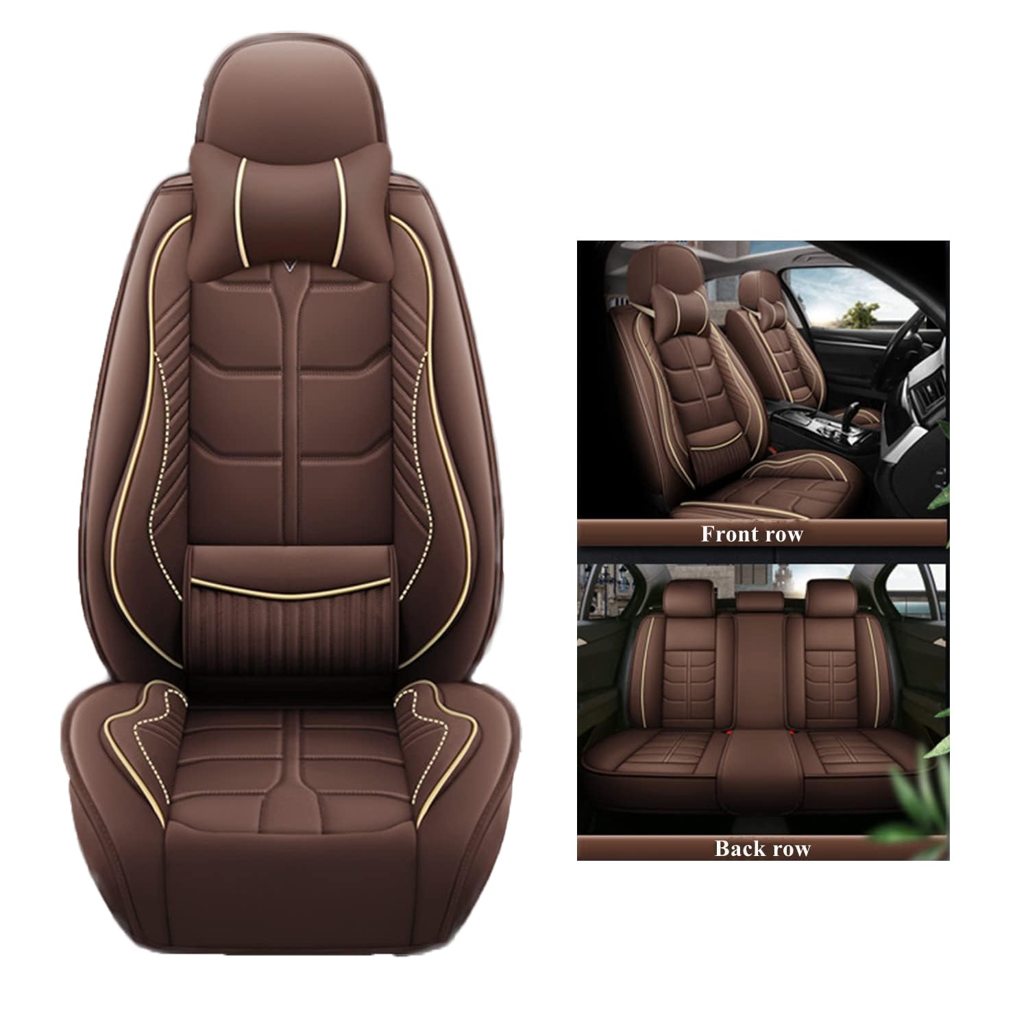 Coche Juegos De Cubreasientos para Audi S7 Sportback 2013 2014 2015 2016 2017 2018, Impermeable Transpirable Fundas Interior Accesorios,A/Coffee- Withpillow