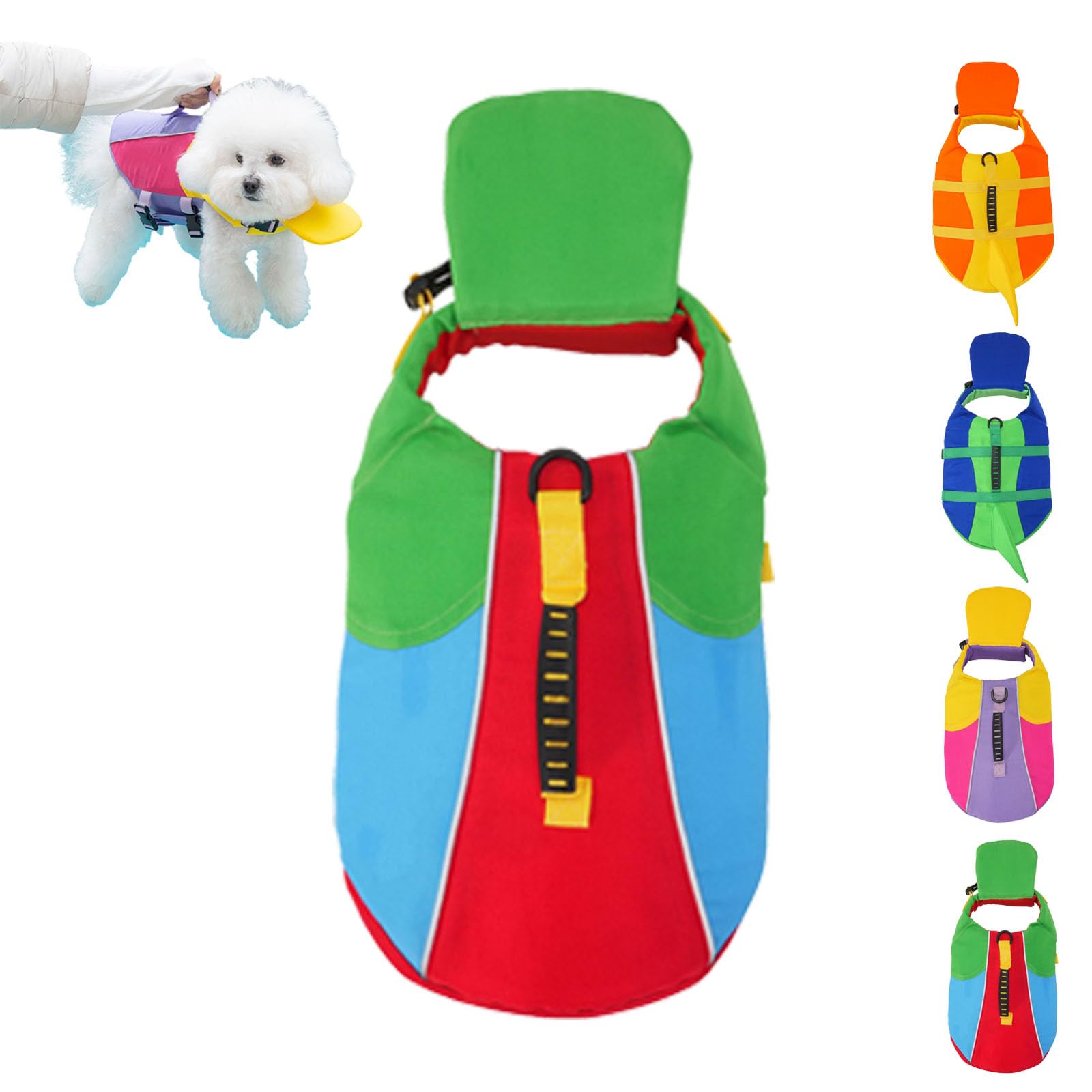 Dog Life Jacket with Chin Float and Rescue Handle (#D,Medium)
