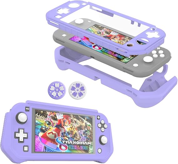 Switch Lite Case Purple and Switch Lite Accessories Bundle Pink