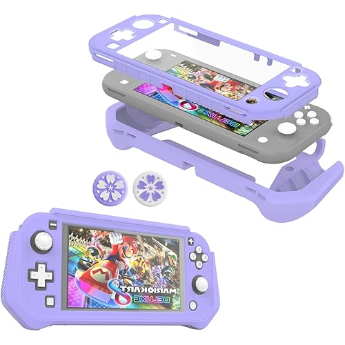 Switch Lite Case Protective Case for Nintendo Switch Lite, Compatible Nintendo Switch Lite Screen Protector Cover Hand Grip Case with Detachable TPU+Built-in PC Screen (Purple)