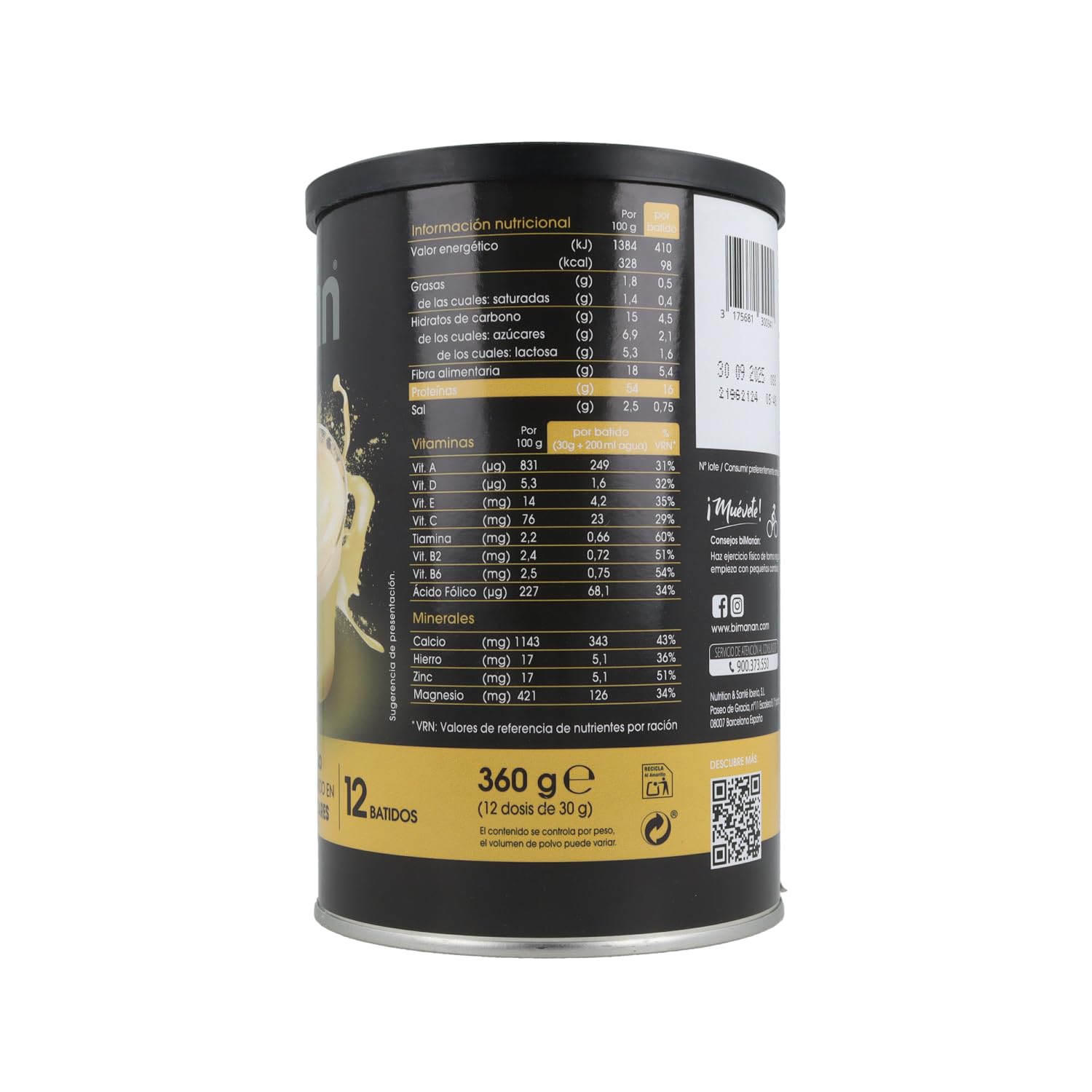 BIMANAN BIMANAN BEFIT BATIDO ECO VAINILLA – produit spécialisé pour un usage quotidien, s’intègre facilement dans une routine de tous les jours, poids 360 g et facilite la prise en charge de votre bie