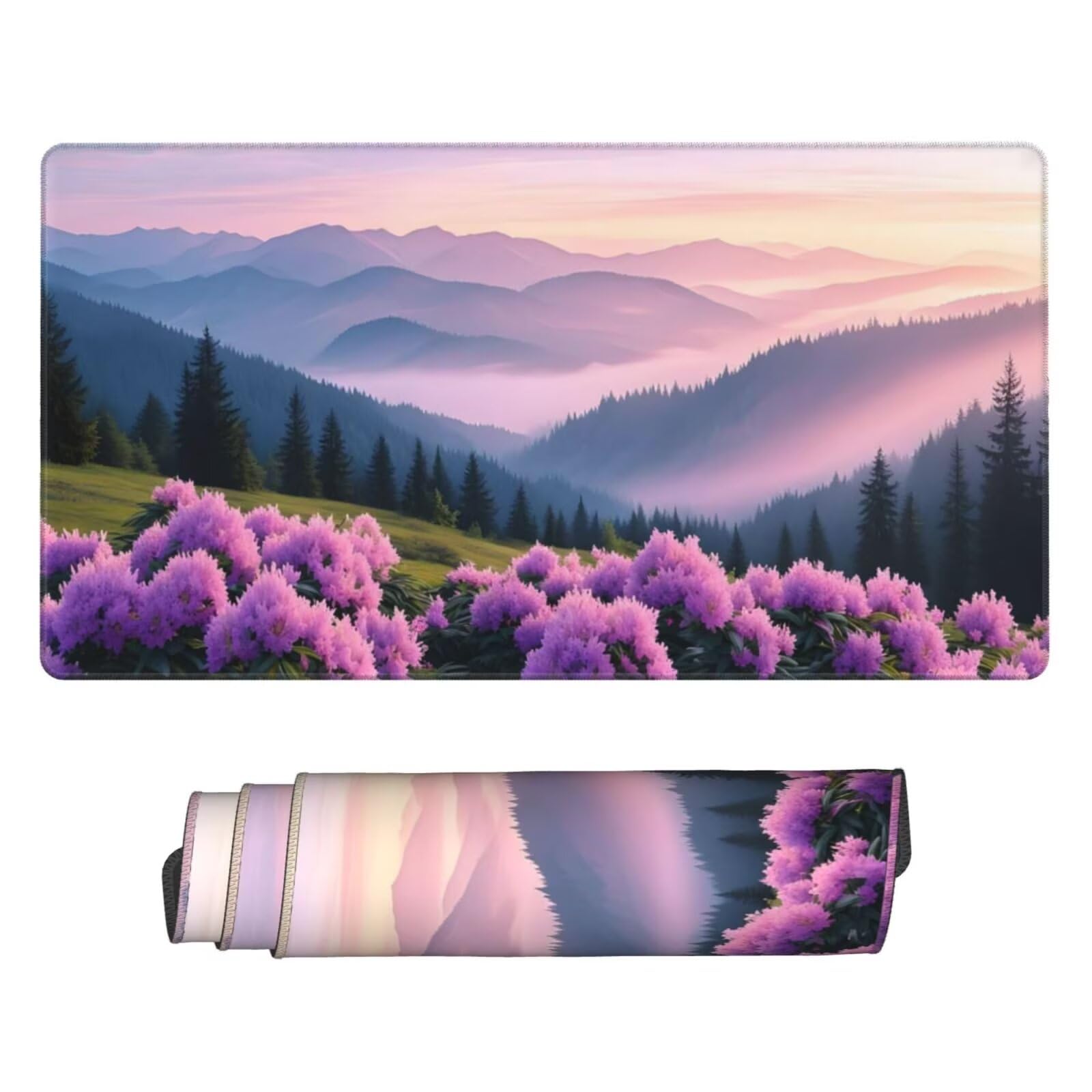 Fioletowa podkładka pod mysz, duża podkładka pod mysz 1600 x 800 mm, podkładka pod mysz do gier, podkładka na biurko ze zszytymi krawędziami, podkładka pod mysz z klawiaturą, do pracy, gier, biura,