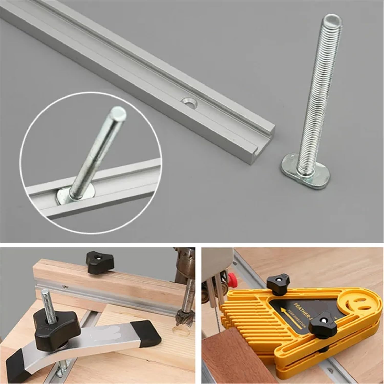 T-Track Aluminum T-Track Miter Jig Fixture for Woodworking, Suitable for Router Table and Bandsaws, Available in Lengths 300/400/500/600/800MM(Red,300mm)