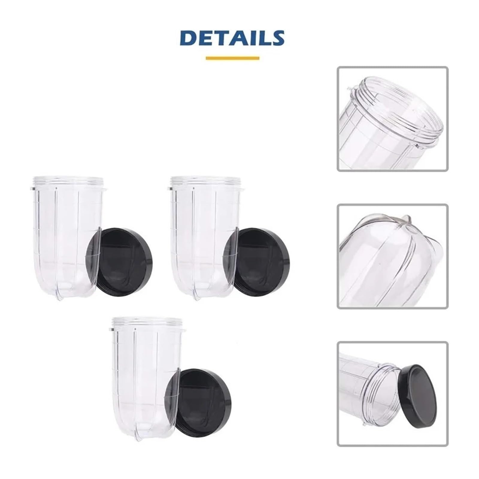 Paquete De 3 Vasos De Licuadora Con Tapas, Compatibles Con Magic Bullet, 250w MB1001, Exprimidor, Mezclador, Jarra De Licuadora, Piezas De Repuesto, 16oz