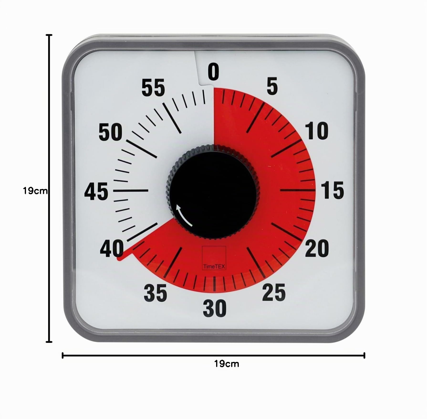TimeTex Zeitdauer-Uhr"Automatik" - rote Scheibe - mit Magnet - zeigt Restzeit an - 19 x 19 cm - läuft ohne Batterien - 61975