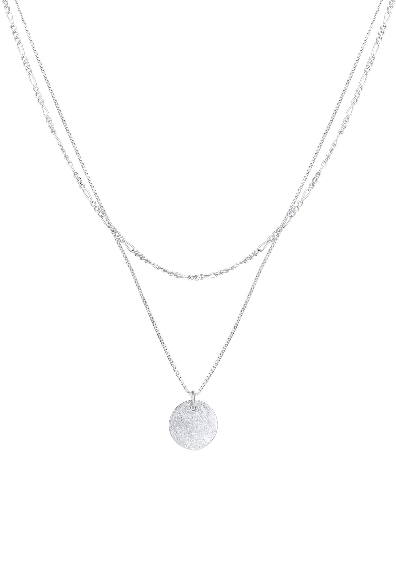 Elli Halskette Damen Layer Plättchen Anhänger Boho 925 Silber