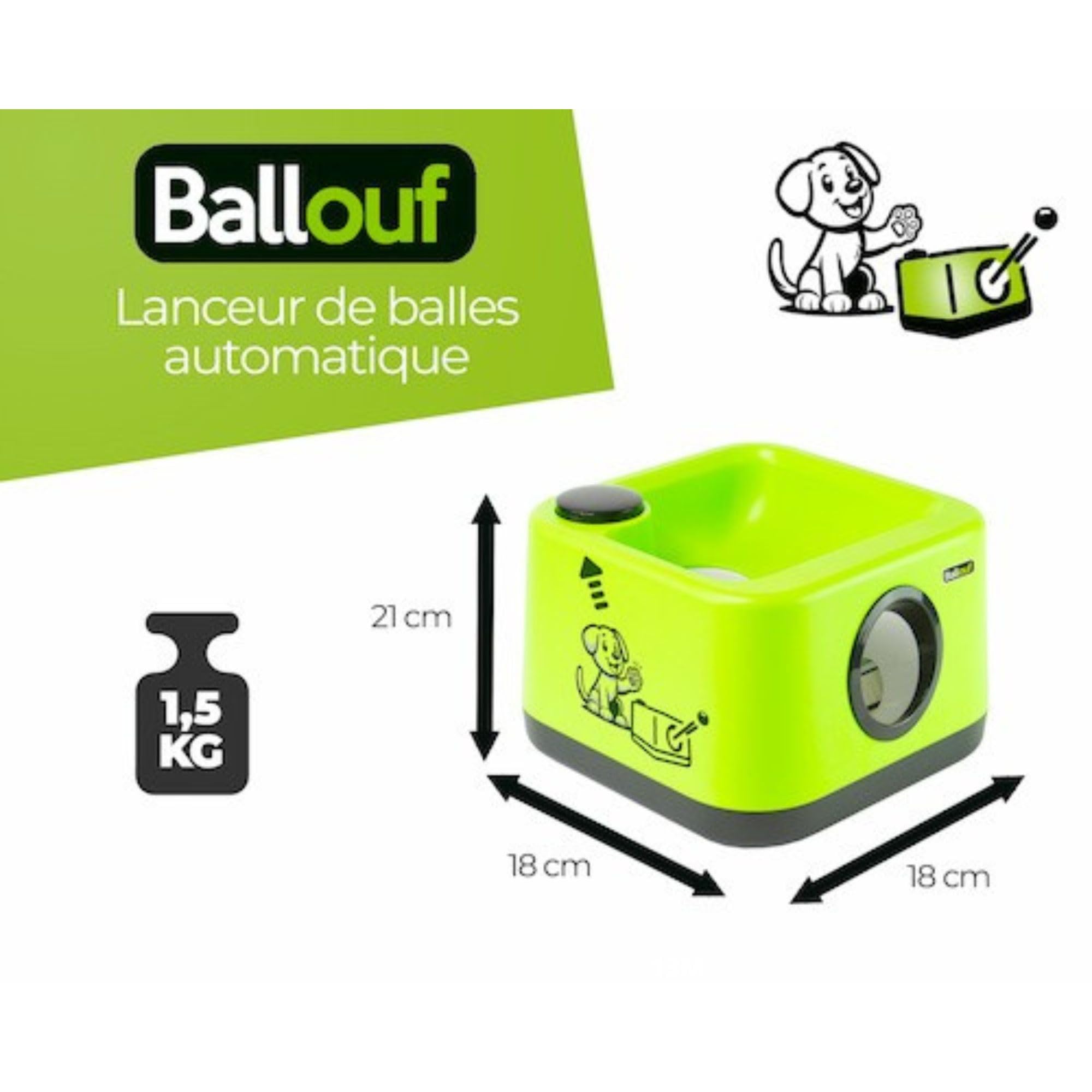Climsom Ballouf Lanceur de Balles Automatique Intelligent pour Chien | Mode Automatique & Éducatif/Manuel, Son d'Aboiement Réaliste, Distances Réglables, Batterie Rechargeable