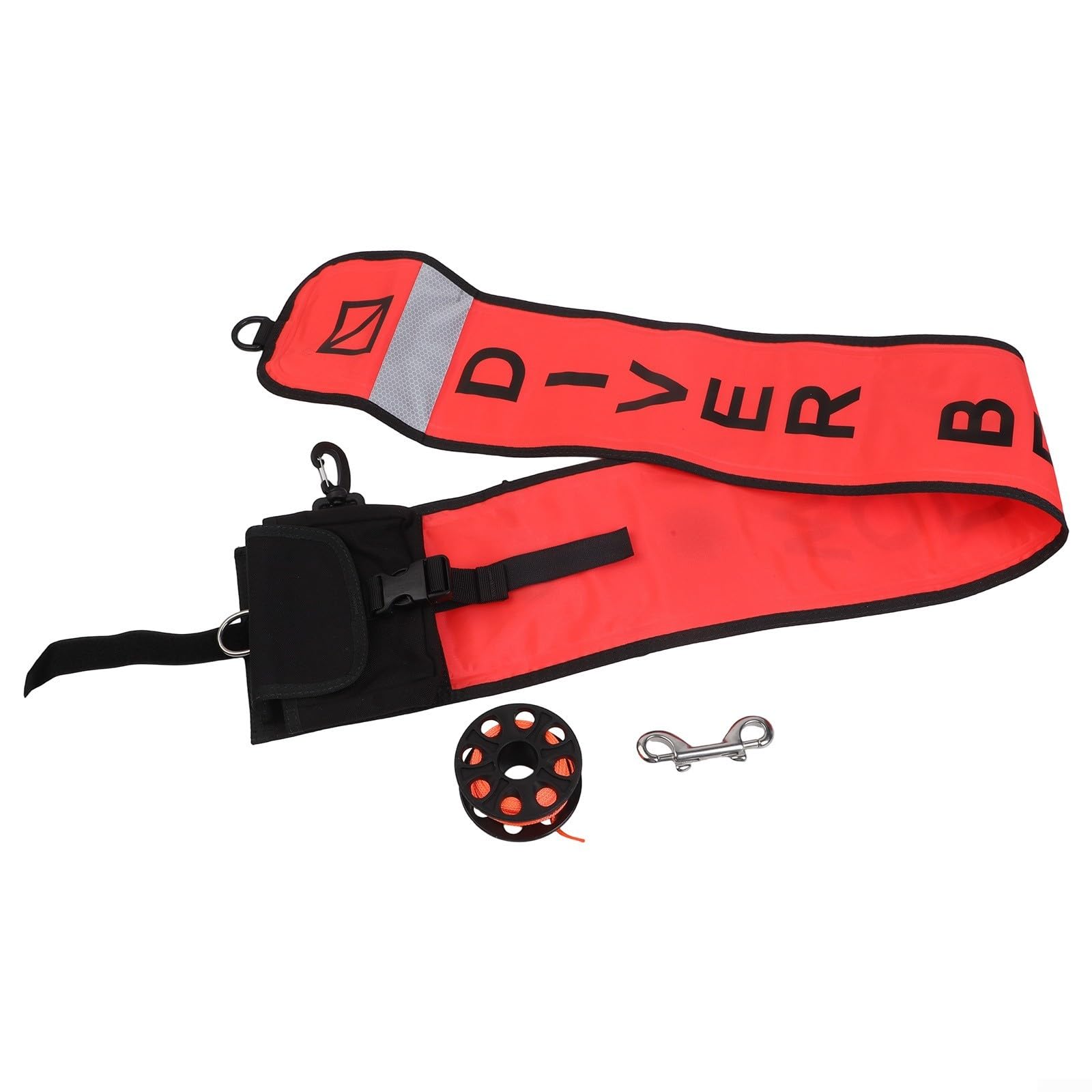 Boya de marcador SMB con construcción de nailon, carrete y broche para buceo, utilizada para señalizar buzos debajo y barcos cercanos