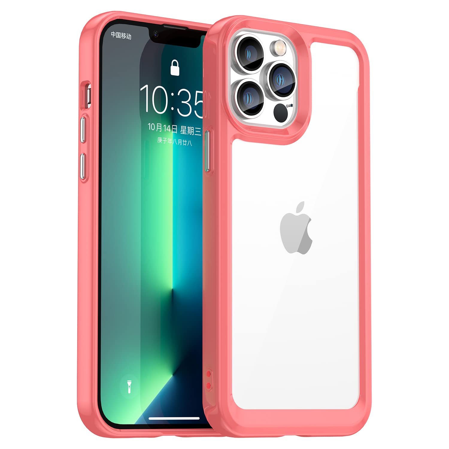 Case for iPhone 13 Pro Max Case Slim Dropproof [Defend from Drop/Scratch/Slip/Fingerprint] Clear Acrylic Hard Back Soft TPU Bumper Hybrid Phone Cover for iPhone 13 Pro Max-Red