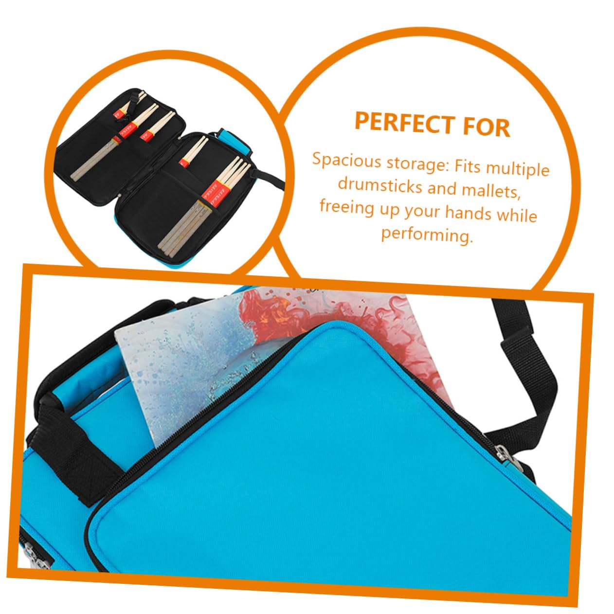 Yardwe Borsa per Bacchette Batteria Oxford Spesso, Custodia Organizer Porta Bacchette per Percussioni Tracolla Ergonomica, Borsa da Trasporto Portatile per Strumenti Musicali