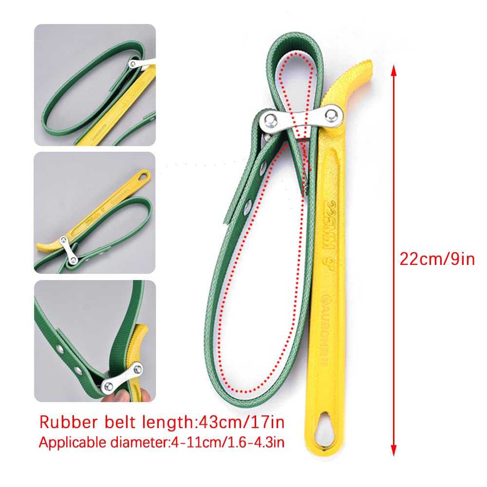 Clé à Courroie En Caoutchouc FOCCTS - 46cm - Pour Serrage Conduites D'Eau, Filtres, Bidons - Vert
