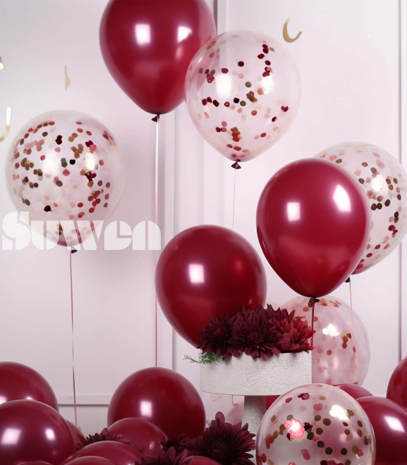 Suwen Métallique Argenté Ballons et Confettis Ballons Lot de 47PCS 10 Pouce Latex Baudruche Hélium Chrome Argenté Métallisé Ballon Gonflable pour Décoration de Fête Anniversaire Mariage Diplômes