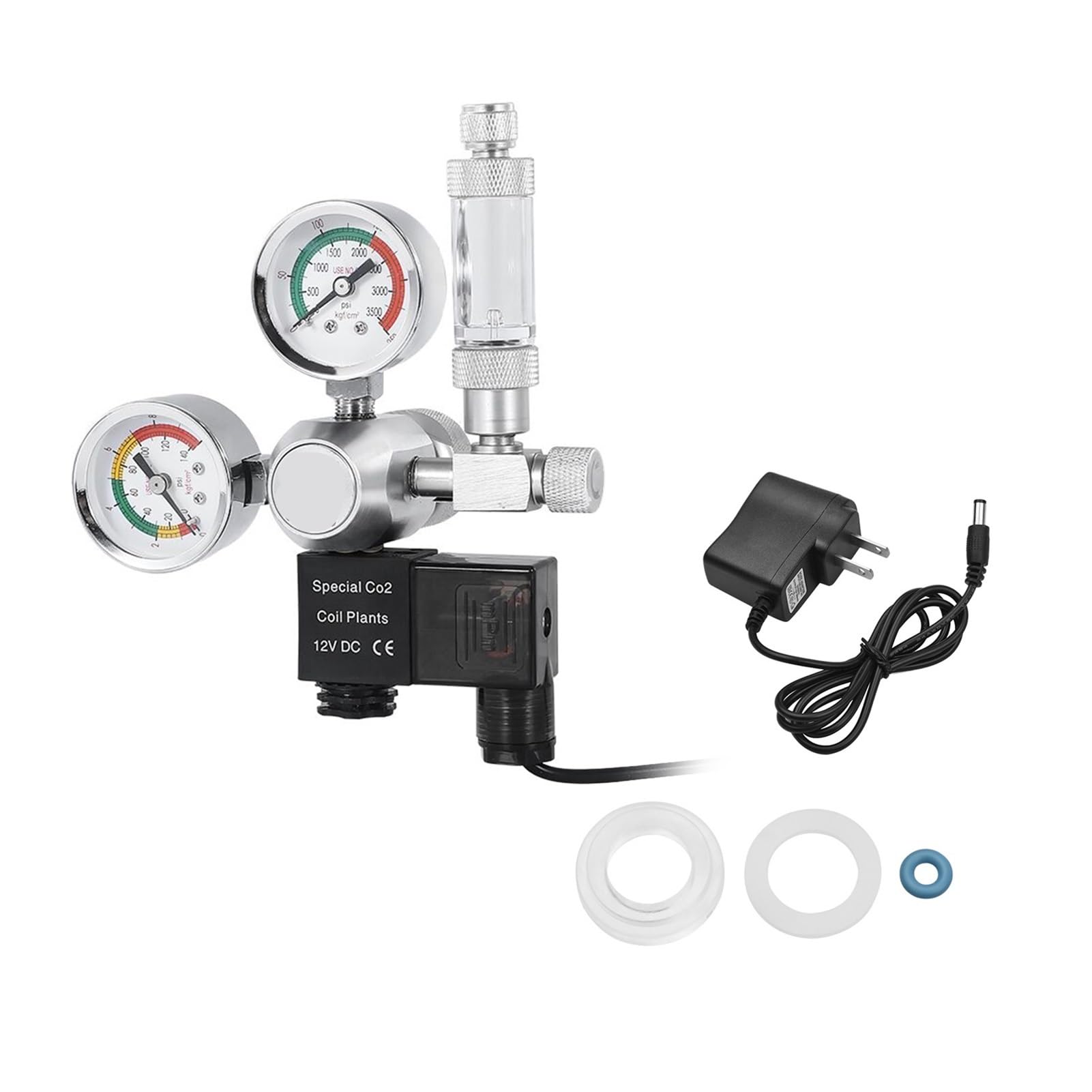 Regulador de CO2 for Acuario, regulador de dióxido de Carbono Resistente al Agua con medidores Grandes, solenoide Contador de Burbujas for Cilindro de Interfaz W21.8
