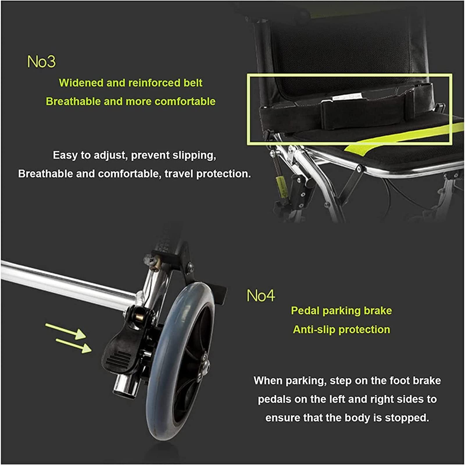 Sillas de ruedas para adultos Silla de Ruedas Plegable Ligera, Silla de Ruedas de Viaje Ultraligera de Aluminio Portátil, Sillas de Ruedas de Transporte Plegables para Discapacitados y Mayores, Capaci