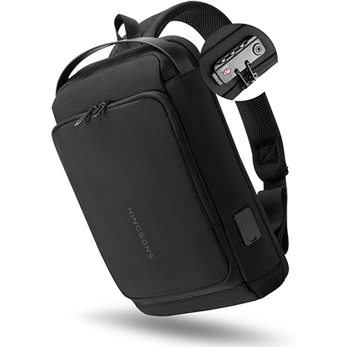 Kingsons Anti-theft Sling Backpack with Lock& Charger for Men