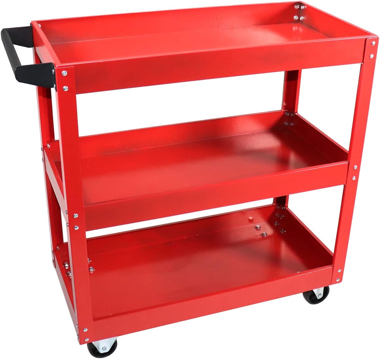 Dragway Tools3 Tray Service Utility Cart 150 LBS Load Capacity with Swivel 360° Wheels Tool Cart Multifunctional