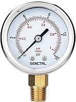 Vista 12 de SENCTRL Manómetro sin plomo de 100 psi, esfera de 2 pulgadas, montaje inferior 1/4 NPT, impermeable, caja de acero inoxidable, para tanque de agua