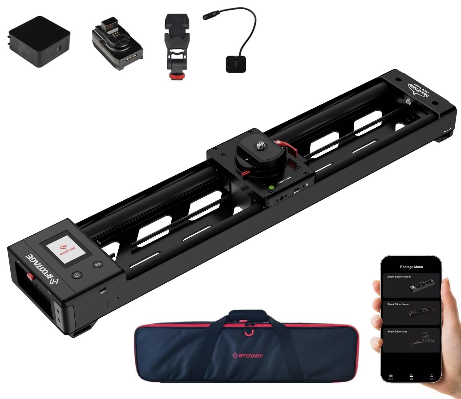 IFOOTAGE Shark Slider Nano II-660 (66cm) Motorisierter Kamera Slider,Mobile APP/IPS-Touchscreen-Steuerung,360°-Panoramaaufnahme, Extrem Leise,Tragkraft bis zu 3.5kg