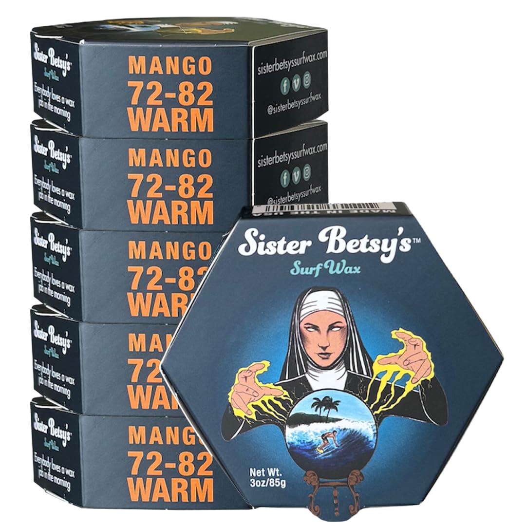 Sister Betsy's Surf Wax, Fórmula original, cera para tabla de surf, blanco, paquete de 6