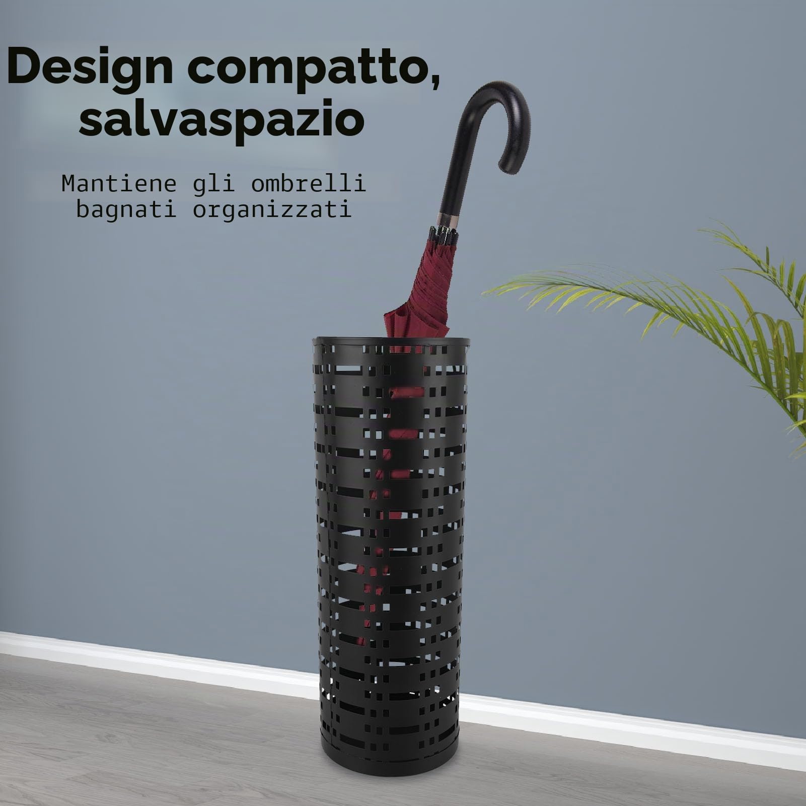 Portaombrelli Rotondo in Metallo per ingresso. Antiruggine, impermeabile. Design Cavo, salvaspazio. Può Contenere Ombrelli Piccoli e grandi. Utilizzare in Ingressi, Uffici