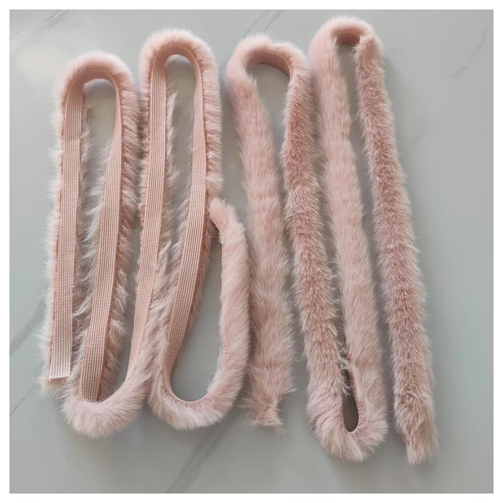 Rockreyoa 1 cm Faux Fur Ribbon Fluffy Faux Fur Ribbon Trim Plush Fur Ribbon Christmas Garland Faux Fur Border for Wedding Slippers Collar Cuddly Toy Decoration Leather Pink Pack of 5